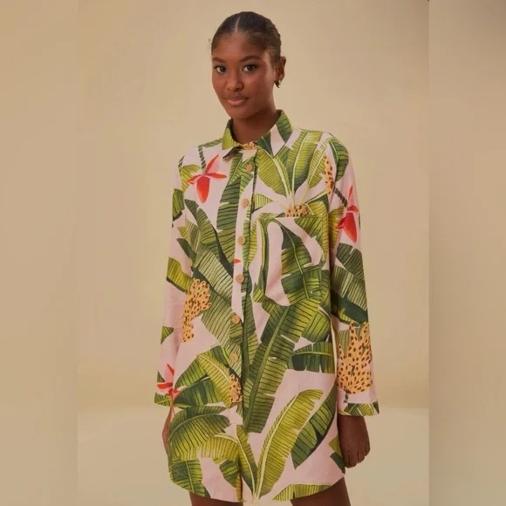 Farm Rio Pink Banana Leaves Romper